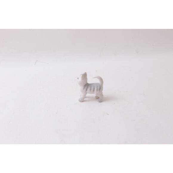 Little Kitten, 1 3/4", PVC Figure, Striped, White Gray, Tiny Figurine, Adorable, - Picture 2 of 4